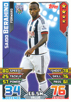 Saido Berahino West Bromwich Albion 2015/16 Topps Match Attax #342